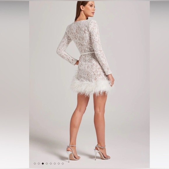 NADINE MERABI Carly Sequins  Mini Dress with detatchable belt and Feather Detail - Picture 4 of 15